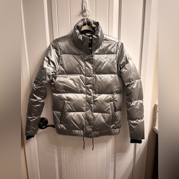 ATHLETA silver Goose-down puffer coat, size XS - Picture 1 of 6